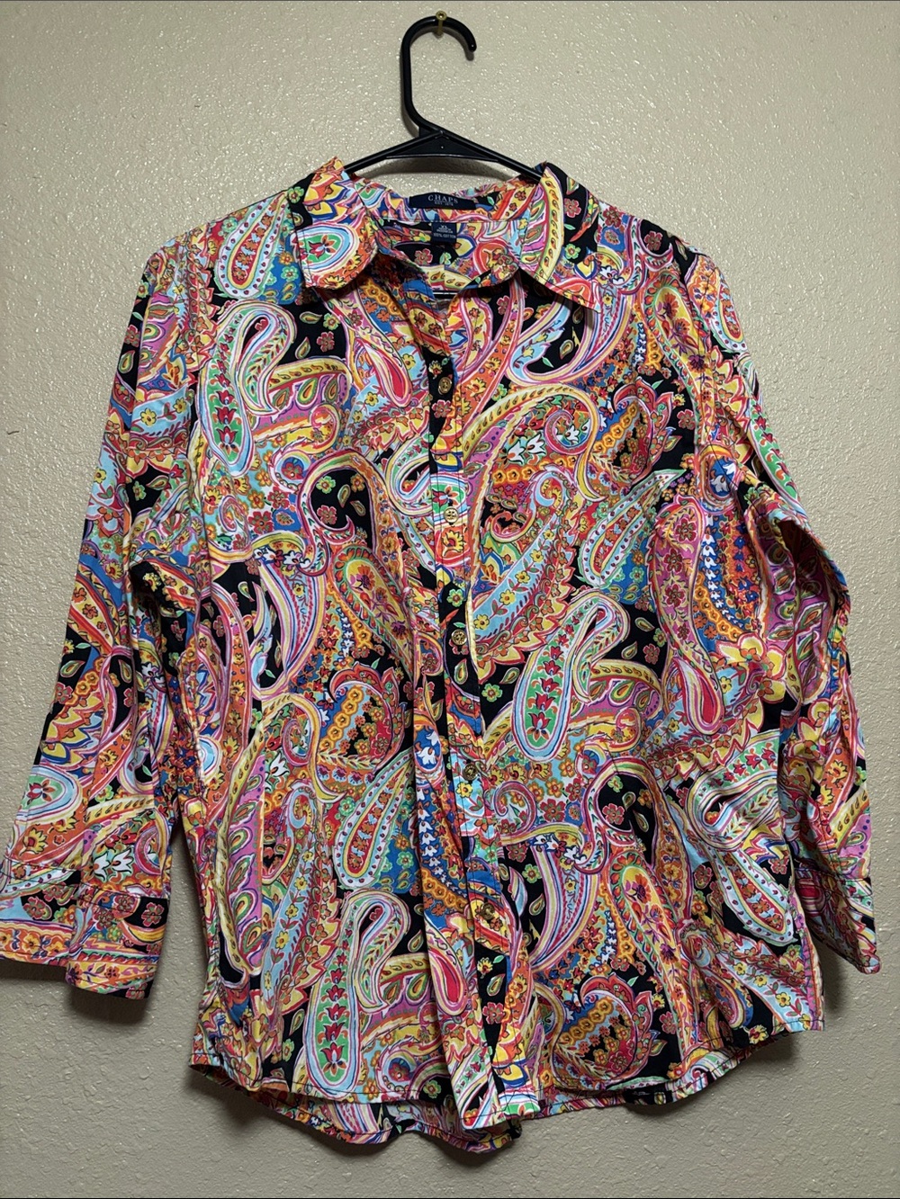 Chaps Multicolor Paisley Button-Down Blouse
